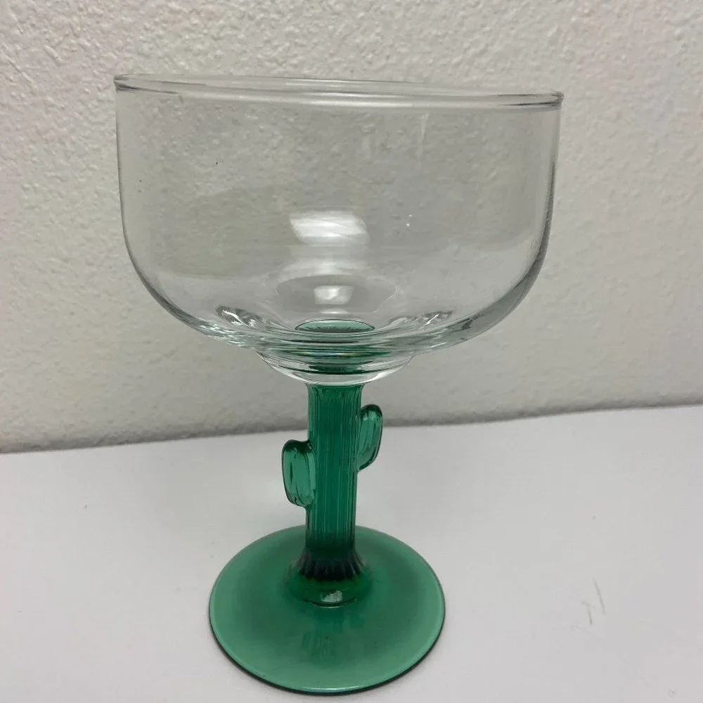 Mexican Cactus Margarita Glass HandBlown Green